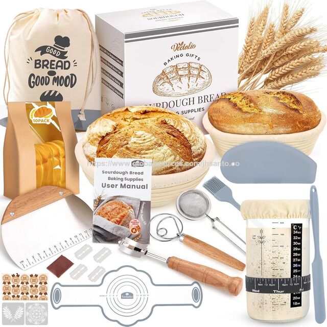 Suprimentos para Panificação de Pão na Amazon, Cesta de Fermentação Banneton de Rattan, Cesta de Prova de Silicone e Madeira, Acessórios de Cozinha for sale at factory direct price