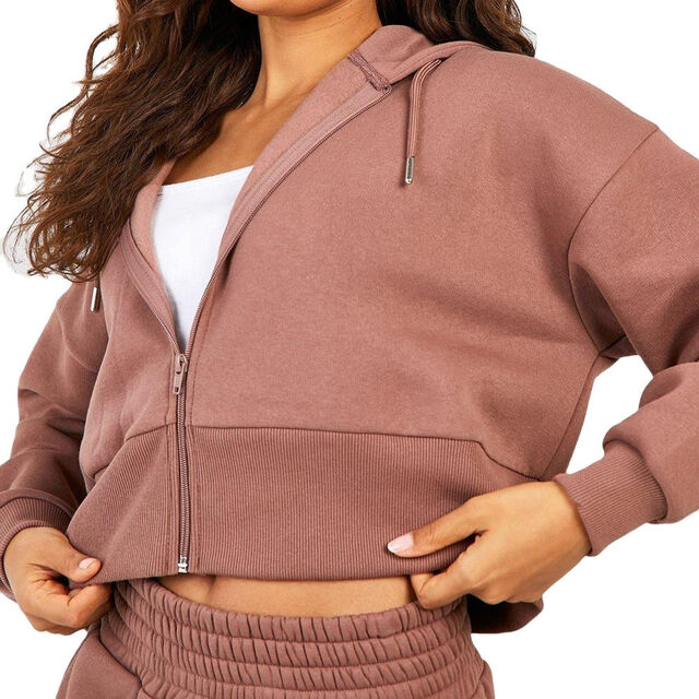 Sweat à capuche court oversize en polaire douce de haute qualité pour femmes, style décontracté, avec logo personnalisé en gros pour les sweats d'hiver