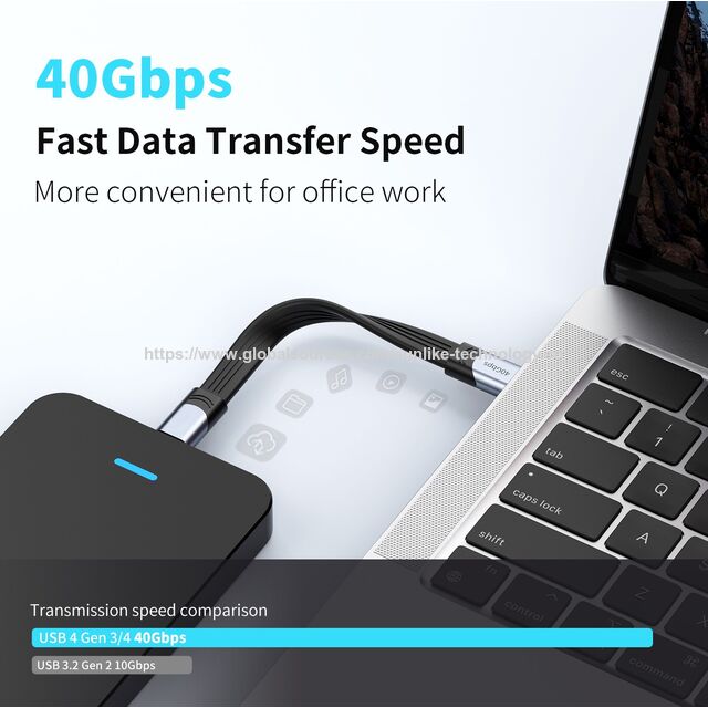 ODMOEM Factory USB4.0 Gen3 cable, PD 100W, easy to carry, 40Gbps, for USB C devices fast charge, Short-length flat cable ODM OEM for sale at factory direct price