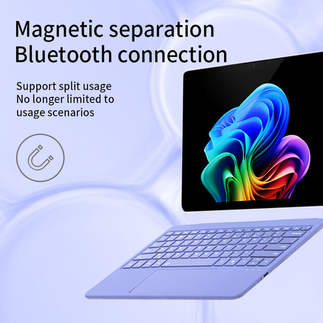 كيبورد بلوتوث بنفسجي مع لوحة لمس وإضاءة خلفية لجهاز Surface Pro 12 بوصة - معتمد ISO CE FCC، نحيف للغاية محمول for sale at factory direct price