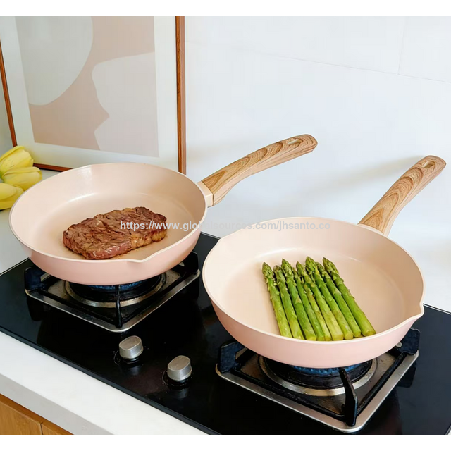 Set de Sartén Antiadherente de Aluminio Prensado para Freír Profundo, 24+26cm, con Pico Vertedor para Cocina Doméstica for sale at factory direct price