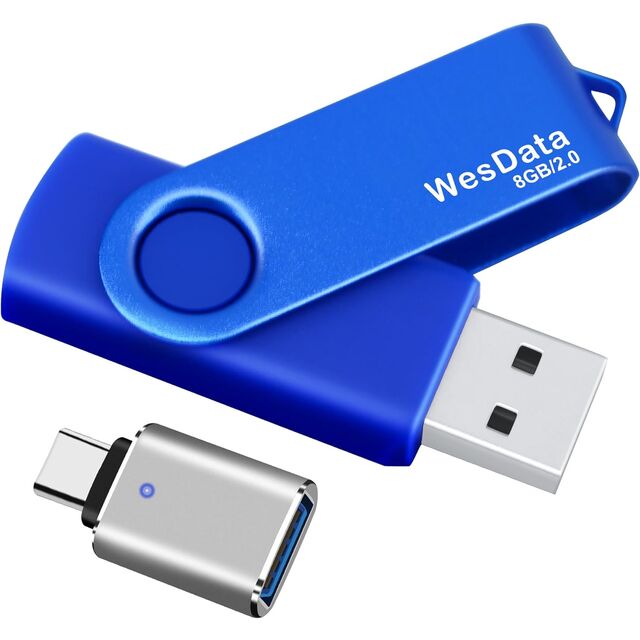 Classic Blue 8GB USB Flash Drive with Swivel Cap for Portable Data Transfer USB 2.0 Compliant
