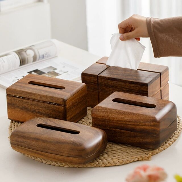 Caja de pañuelos de madera maciza, caja de papel simple para el hogar, mesa de comedor de hotel, escritorio, sala de estar, oficina, caja de papel de madera for sale at factory direct price