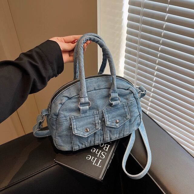 Bolsa de ombro em jeans, bolsa transversal estilo retrô, bolsa casual de grande capacidade para mulheres for sale at factory direct price