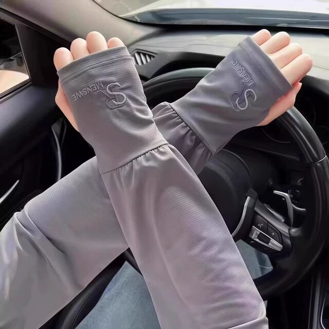 Manchons en soie glacée pour hommes, étendus et élargis, protection solaire d'été, manches anti-UV, manchons de bras