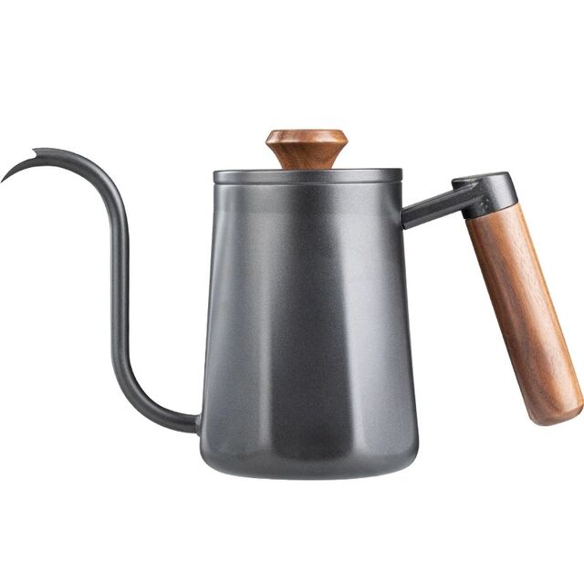 Hand made coffee pot made of 304 stainless steel with a long spout and a thin mouth. It is heat-resistant and has a handle for sale at factory direct price