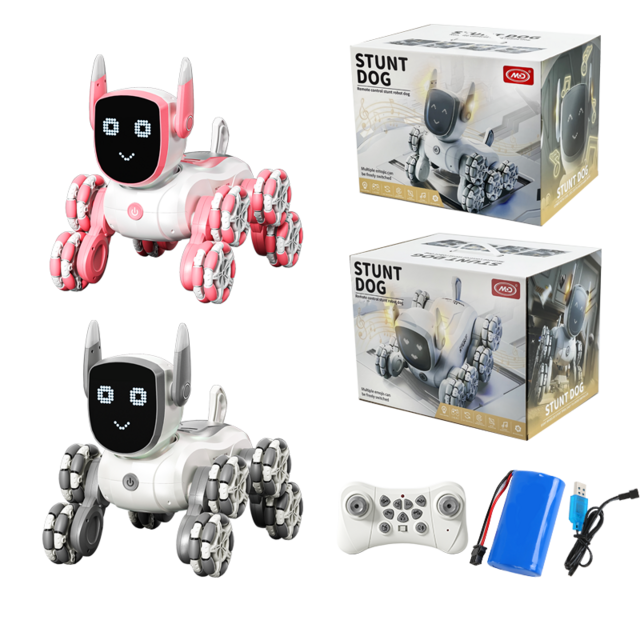 Spielzeug Roboter Hund RC mit Sprachsteuerung und Gestensteuerung, 8 Räder, Schwenkarme und Kletterfunktion, Multifunktional