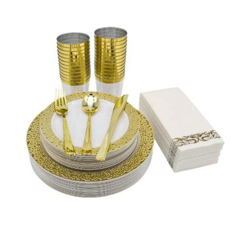 طقم أدوات مائدة للاستخدام مرة واحدة ذهبي فضي for sale at factory direct price