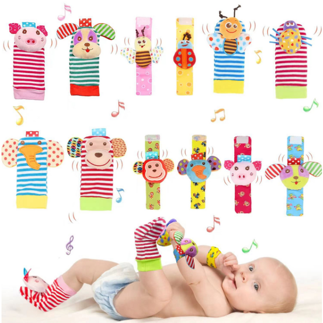 Calcetines de cascabel para bebé con diseño de animal, nuevo juego de calcetines de pulsera para bebé, juguete para bebé