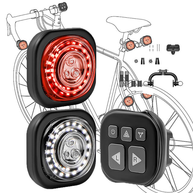 Feu Arrière de Vélo à Télécommande Sans Fil, Étanche Extérieur, Lampes Avant et Arrière Rechargeables, LED 300LM, 6 Modes