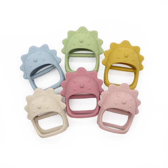 Mainan Gigi Bayi Anti-Keriting Pegangan Jamur Silikon Food-Grade Mainan Makanan Bayi Batang Penggiling Penenang