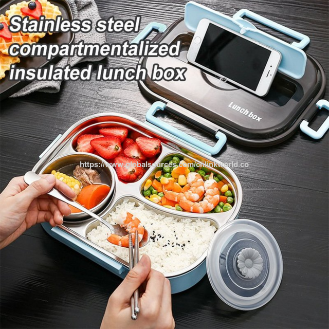 Kotak Bekal Bento Stainless Steel dengan Sendok & Sumpit - Wadah Makan Siang Anak untuk Sekolah, Kantor & Sup, 1500ml, Logo Kustom | Linkworld