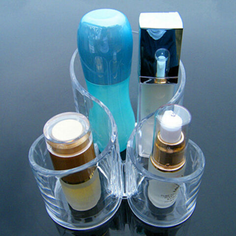 Organisateur de Pinceaux de Maquillage en Acrylique Transparent avec Trois Compartiments