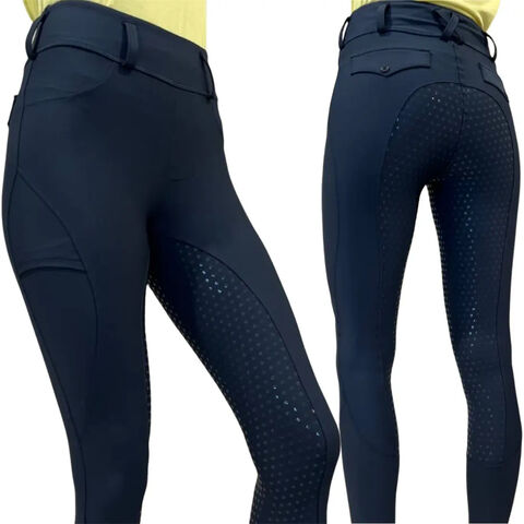 Pantalones de Equitación de Silicona con Asiento Completo y Bolsillos con Cremallera para Montar a Caballo for sale at factory direct price