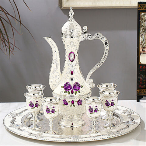طقم هدايا قارورة روسية كلاسيكية: كأس نبيذ معدني وفاصل نبيذ for sale at factory direct price