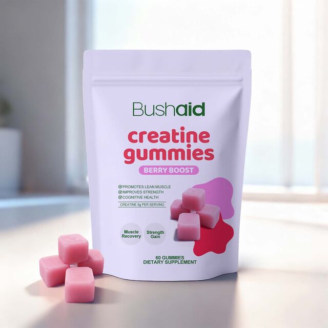 Gomitas de Creatina BUSHAID para Soporte Muscular, Recuperación, Fuerza, Aumento y Salud Cognitiva - Dulces Suaves Sabor a Bayas for sale at factory direct price