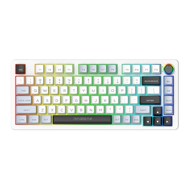 Teclado Gamer de Membrana RGB Tri-Mode com Conectividade Sem Fio e Com Fio para Usuários de Desktop e Laptop