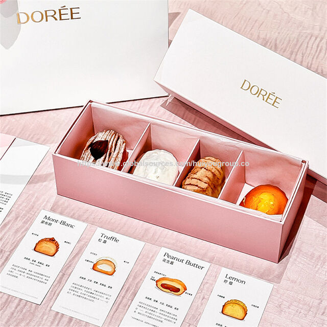 Caixa de Padaria Rosa de Papel Grau Alimentício para Biscoitos e Massas, Caixas de Luxo para Macarons, Assar, Padaria, Embalagem de Mochi e Donuts com Logotipo Personalizado for sale at factory direct price