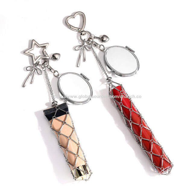 ميداليات مفاتيح عصرية مع حامل أحمر شفاه / حامل زجاجة معقم يدين / مرايا for sale at factory direct price