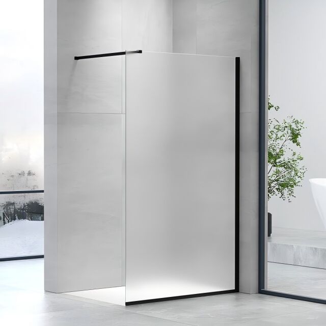 Paroi de Douche Ouverte Noire sans Cadre avec Verre Nano - Design Moderne