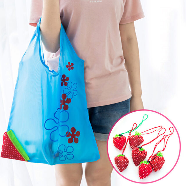 Bolsa de Compras Plegable Ecológica de Nylon con Forma de Fresa for sale at factory direct price