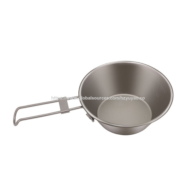 Bol de Titanio Ultraligero con Asa Plegable, Vajilla Compacta y Portátil para Acampada al Aire Libre, Senderismo y Mochilismo - 300ml for sale at factory direct price