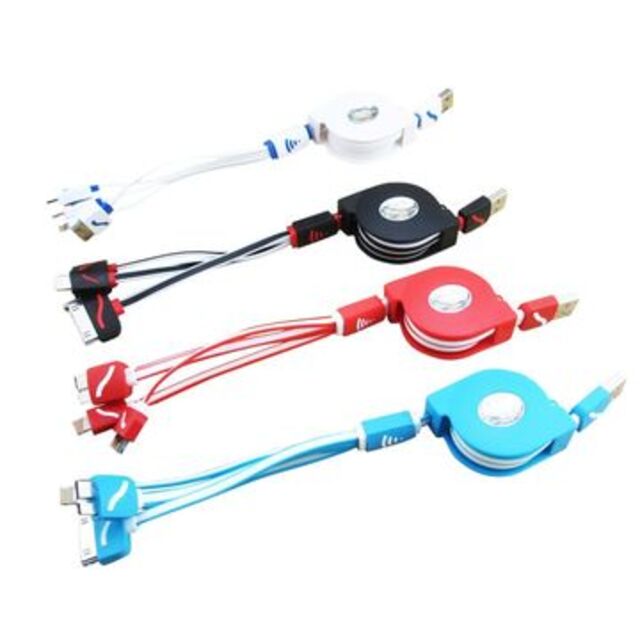 Cable Cargador USB Retráctil Universal 4 en 1 Multifuncional para iPhone y Android for sale at factory direct price