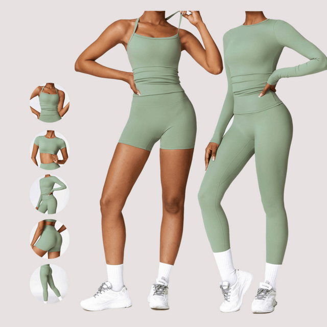 Sujetador Deportivo Personalizado OEM para Mujer, Ropa de Gimnasio tipo Crop Top, Pantalones Cortos de Malla, Leggings de Yoga para Entrenamiento, Chándal para Mujer