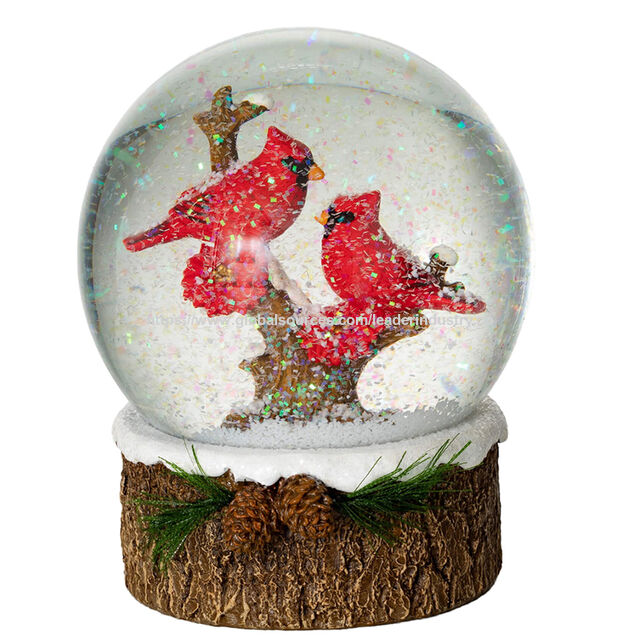 Bola de Nieve Musical de Poliresina Pintada a Mano con Certificación BSCI, Globo de Agua Decorativo para el Hogar con Pájaro Rojo Coleccionable for sale at factory direct price