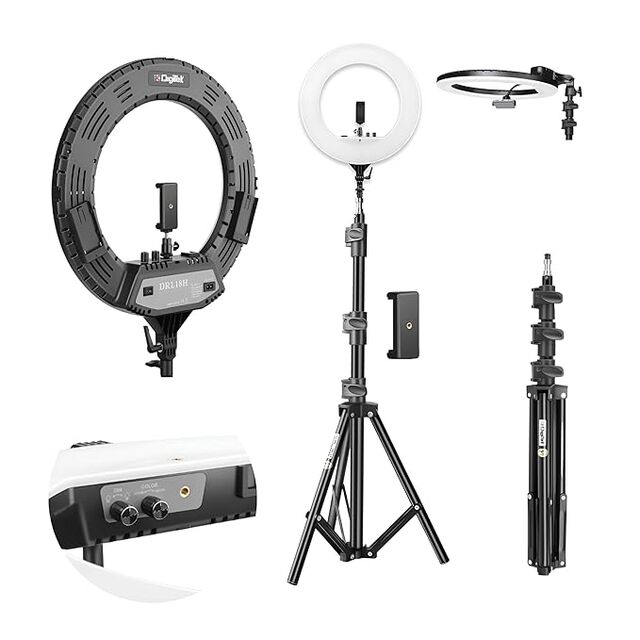 DIGITEK (DRL-18H C) 18 Zoll LED Ringlicht mit 158cm Stativ - AC/DC Stromversorgung, Farbtemperaturregelung, Beleuchtungsintensitätsregelung for sale at factory direct price
