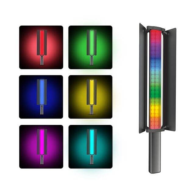 Digitek (DSL 27W RGB) 27W LED-Stablicht mit Barndoors und eingebautem Akku, 2500K-9900K + RGB, 5480 Lux, 24 FX-Modi for sale at factory direct price