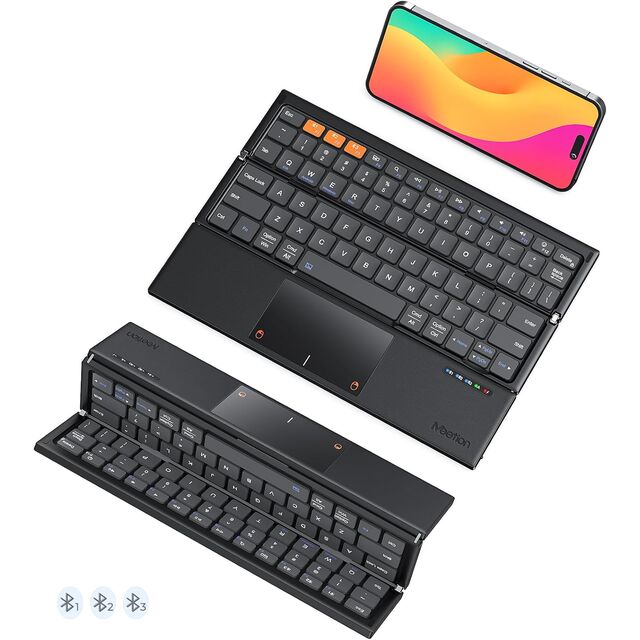 Clavier Bluetooth Portable Pliable en 3 parties avec Technologie Scissor-Switch et Contrôle Tactile