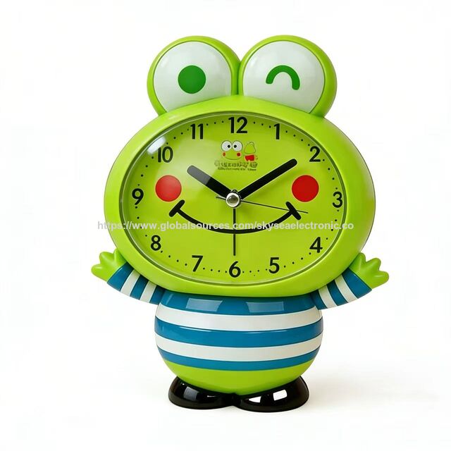 Reloj Despertador de Cuarzo con Diseño de Rana #19035 - Melodía Silenciosa o Campana Simulada, Diseño Lindo para Oficina, Hogar y Niños for sale at factory direct price