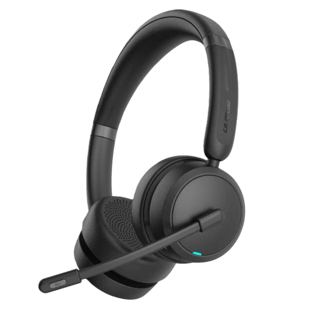 Casques sans fil pour bureau avec microphone antibruit, conception supra-auriculaire étanche IPX-3 pour centres d'appels