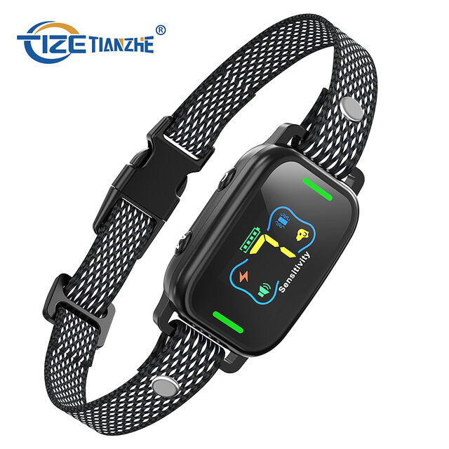 TIZE Wiederaufladbares Smart Anti-Bell-Halsband für Hunde mit 7 einstellbaren Empfindlichkeitsstufen (Piepton, Vibration, Stromschlag) for sale at factory direct price