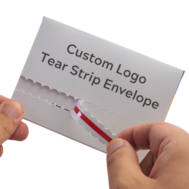 Weißes Design Kleiner Papierverpackungsumschlag Benutzerdefinierte Aufreißstreifen-Kartenverpackung Umschlag mit Aufreißstreifen