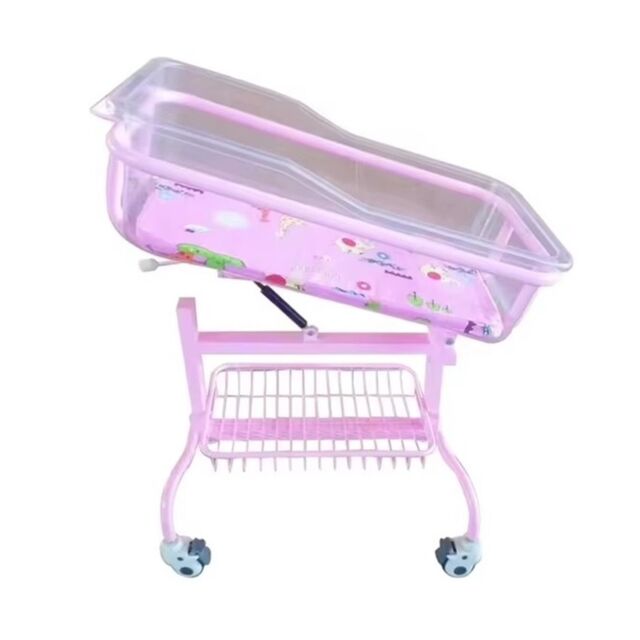 Hot Selling New Arrival Safe Stainless Steel Baby Cart Baby Bed Transparent Newborn Sleeping Bed With Pole