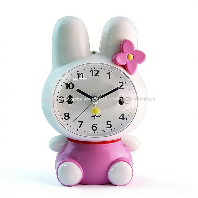 Reloj Despertador OEM con Diseño Lindo de Conejo, Cuarzo Silencioso con Melodía o Sonido de Campana Simulado #19051 para Oficina, Hogar y Niños
