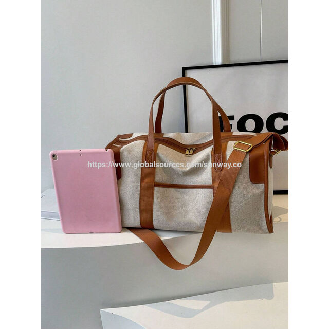 Bolsa de viaje de gran capacidad, bolso de mano de moda con bloques de color, bandolera informal multifuncional