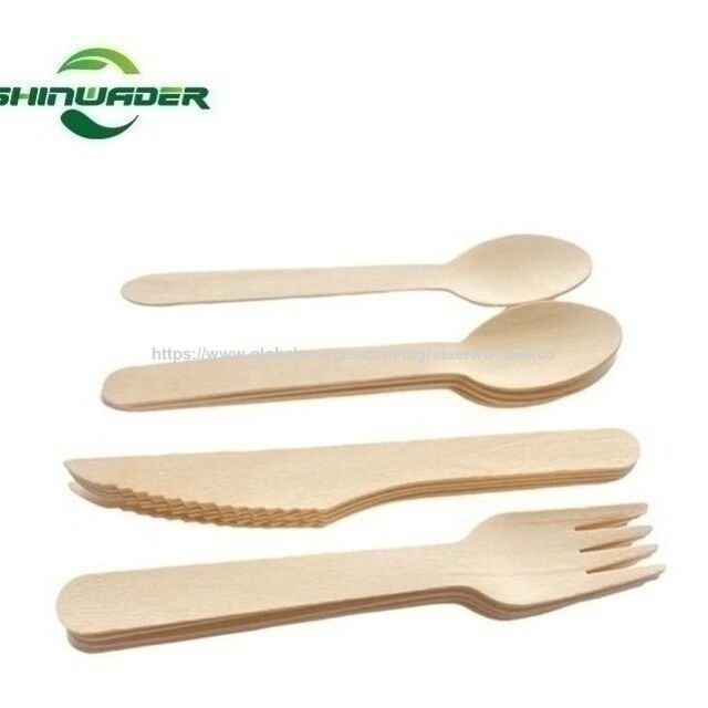 Couverts Jetables Biodégradables Écologiques en Bois de Qualité Alimentaire pour Emballage Personnalisé