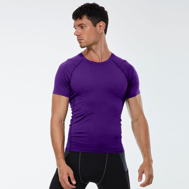 Camiseta de Compresión de Secado Rápido para Hombre con Cuello Redondo de Alta Elasticidad para Gimnasio y Fitness for sale at factory direct price