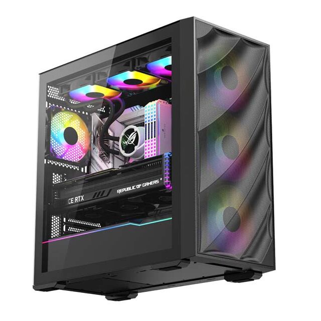سعر المصنع OEM ODM هيكل ألعاب ATX مع لوحة أمامية شبكية ولوحة جانبية زجاجية مقواة، هيكل كمبيوتر أنيق for sale at factory direct price