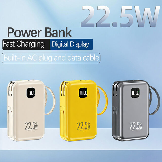 Batterie externe exclusive d'usine avec prise CA intégrée, charge rapide 22,5W, affichage numérique et grande capacité