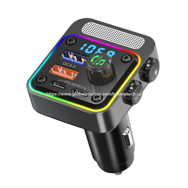 Schlankes universelles Auto-USB-C-Ladegerät 45W mit Überladeschutz, QC4.0- und PD 3.0-kompatibel, mit Kfz-Mikrofon für alle Mobiltelefone