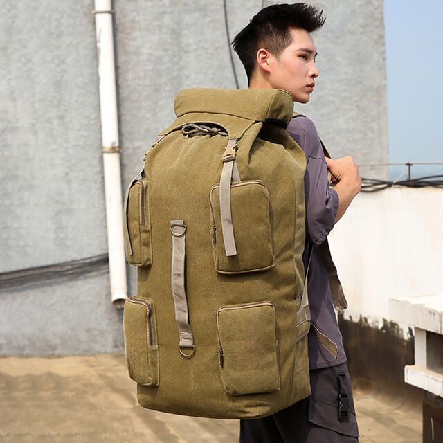 Mochila de Lona Gruesa Extragrande para Hombre, Mochila Vintage para Viajes y Senderismo, Aventura al Aire Libre for sale at factory direct price