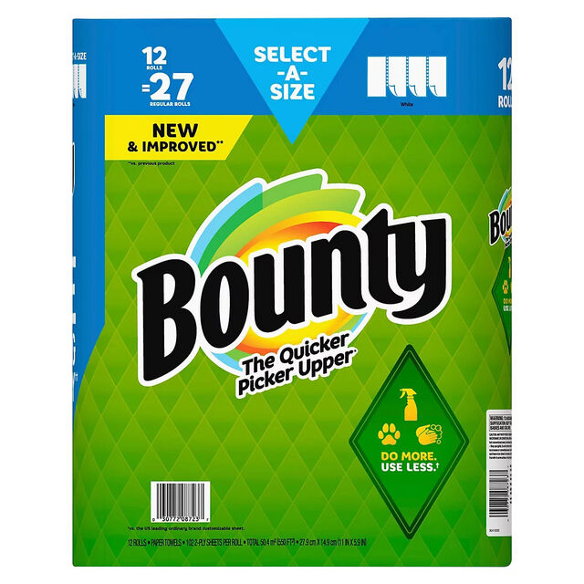 Toalhas de Papel Bounty Select-A-Size, Rolos Duplos, Brancas, 90 Folhas por Rolo, Pacote com 6 Toalhas de Papel Bounty for sale at factory direct price