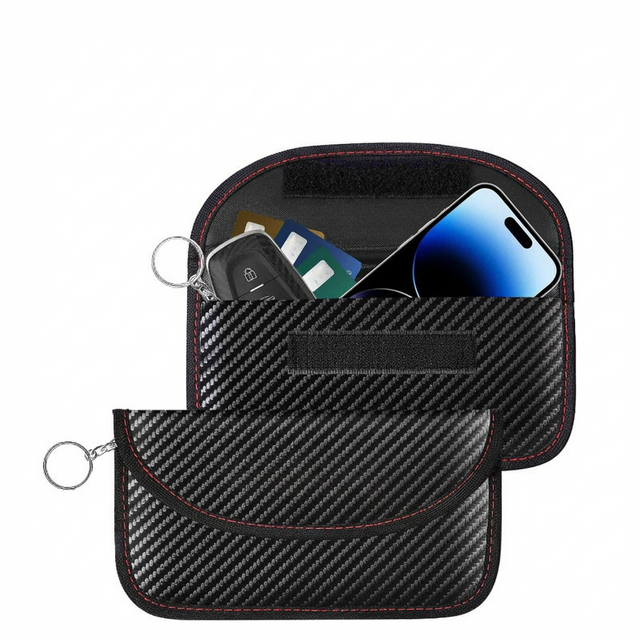 Carteras de Señal RFID para Llave de Coche, Funda Protectora Antirrobo para Llave de Mando a Distancia de Coche con Textura de Fibra de Carbono, Tarjetero Multifuncional
