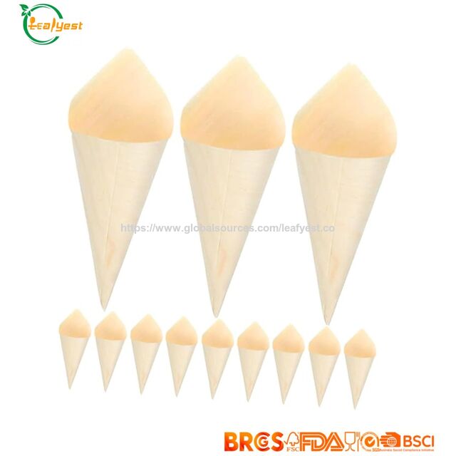 Cono de Madera Desechable para Salsas y Pasteles - Ecológico y Biodegradable