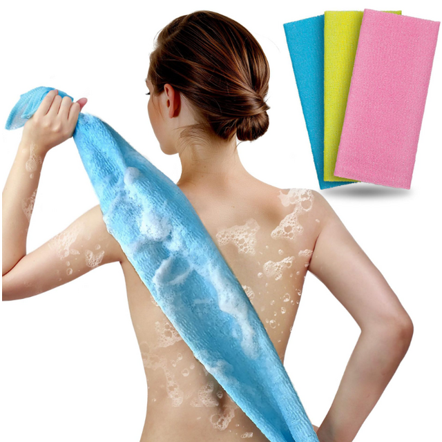 Toalla Exfoliante, Lavador Corporal, Limpiador de Espalda, Toalla de Ducha, Toalla de Belleza Japonesa, Simulación de Corteza de Calabaza de Seda