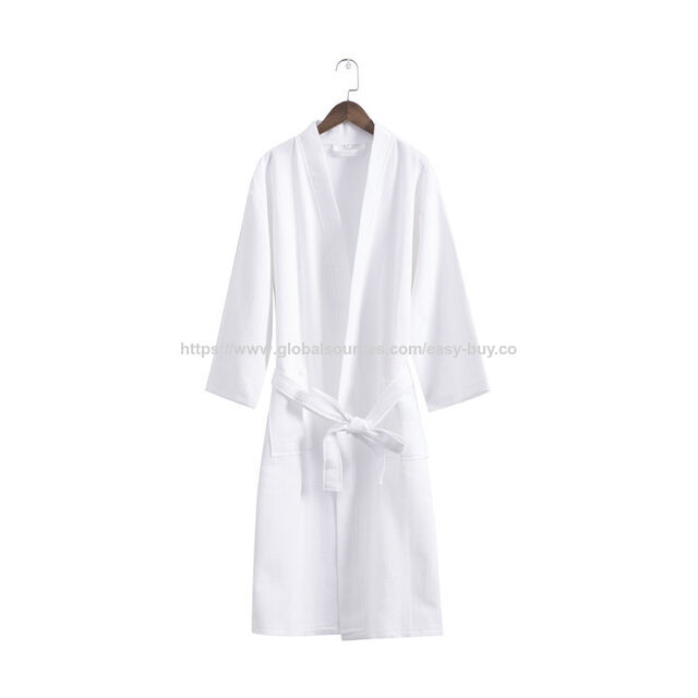 Bata de dormir para hombre, bata de gofre de algodón puro, estilo fino de primavera y verano, albornoz de hotel para hombres y mujeres, absorbente